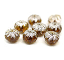 7x10mm Pink brown crueller rondelle Czech glass picasso beads