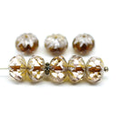 7x10mm Pink brown crueller rondelle Czech glass picasso beads