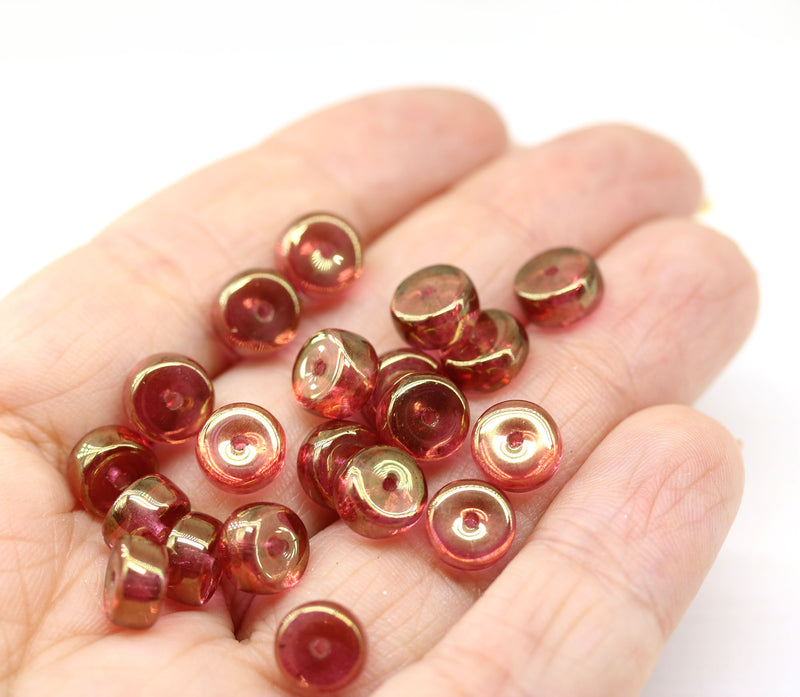 4x8mm Pink Rondelle beads czech glass luster - 20Pc