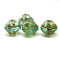 10x12mm Blue green picasso saucer Czech glass beads UFO shape 4pc