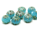 7x10mm Opal Blue crueller rondelle Czech glass picasso beads