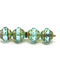 10x12mm Blue green picasso saucer Czech glass beads UFO shape 4pc
