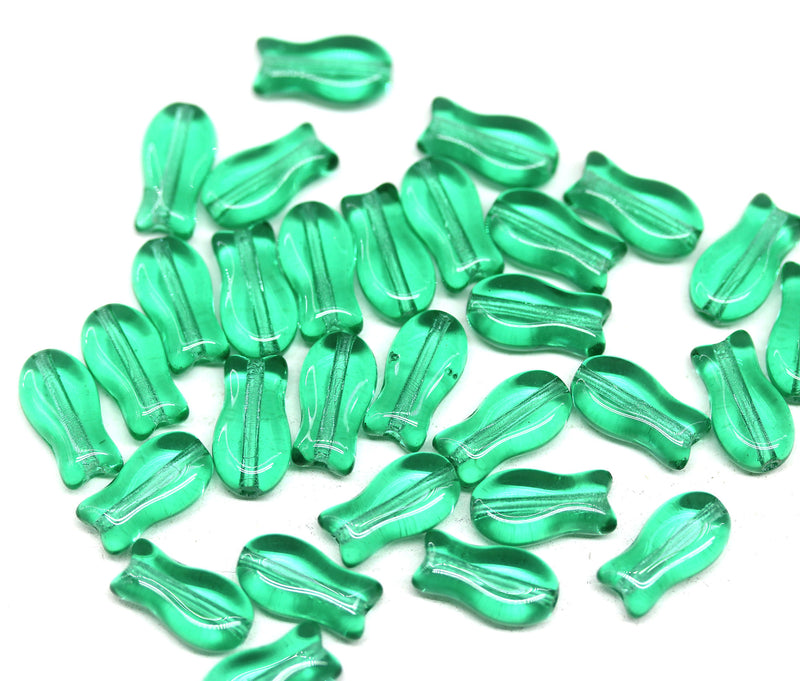 9x5mm Small czech glass fish beads, 30pc
