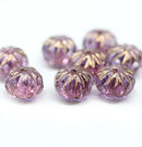 7x10mm Pink Purple crueller rondelle Czech glass beads 