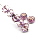 7x10mm Pink Purple crueller rondelle Czech glass beads 
