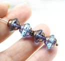 10x12mm Blue copper saucer Czech glass beads UFO shape 4pc