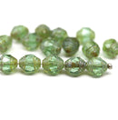 8x6mm Antique green cathedral Picasso czech glass barrel beads
