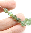 8x6mm Antique green cathedral Picasso czech glass barrel beads