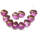 10x13mm Pink teardrops czech glass large briolettes with luster, 8pc