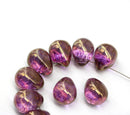 10x13mm Pink teardrops czech glass large briolettes with luster, 8pc