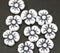 13mm Black and white pansy flower beads Czech glass daisy flower, 6pc