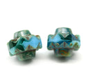 13x15mm Blue Picasso crown czech glass fire polished large bicones 