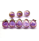 10x13mm Pink teardrops czech glass large briolettes with luster, 8pc