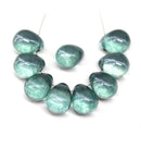 10x13mm Blue green teardrops czech glass large briolettes with luster, 8pc