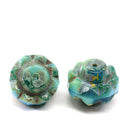 13x15mm Blue Picasso crown czech glass fire polished large bicones 2pc