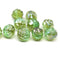 8mm Green luster ends rose bud flower round fire polished beads 10pc