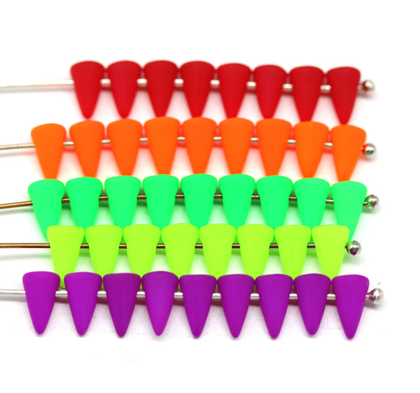 8x5mm Czech glass spike beads neon colors, 20pc