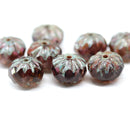 7x10mm Purple crueller rondelle Czech glass picasso beads