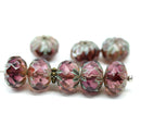 7x10mm Purple crueller rondelle Czech glass picasso beads