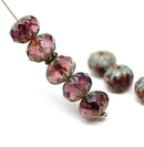 7x10mm Purple crueller rondelle Czech glass picasso beads