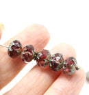 7x10mm Purple crueller rondelle Czech glass picasso beads