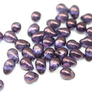 5x7mm Blue Purple teardrops, czech glass beads