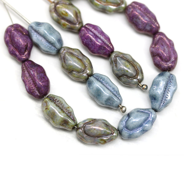 13x8mm Cowrie glass shell beads Czech glass, 8pc