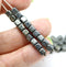5mm Black silver cube czech glass beads, 40pc
