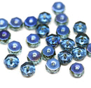 6x3mm Montana blue rondelle fire polished czech beads metallic - 25pc