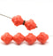 11x10mm Bright coral red  Baroque czech glass fire polished large bicones - 4pc