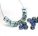 6x3mm Montana blue rondelle fire polished czech beads metallic - 25pc