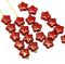 8mm Red goldish luster czech glass star beads, 20pc