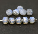 8mm Opal grey cathedral beads Czech glass silver ends 