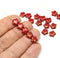 8mm Red goldish luster czech glass star beads, 20pc