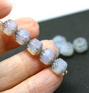 8mm Opal grey cathedral beads Czech glass silver ends 