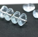 9x14mm Water Blue puffy rondels Czech glass beads
