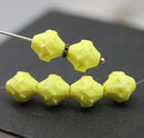 11x10mm Bright lemon yellow Baroque czech glass fire polished large bicones - 4pc