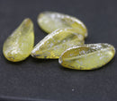 24x13mm Yellow oval Czech glass large twist beads 