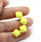 11x10mm Bright lemon yellow Baroque czech glass fire polished large bicones - 4pc