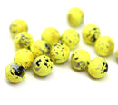 8mm Yellow round czech glass druk pressed beads with ornament, 15Pc