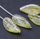 24x13mm Yellow oval Czech glass large twist beads 