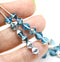 6mm Aqua blue silver bicone Czech glass beads, 30Pc