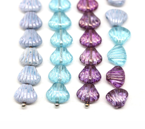 9x7mm Glass shell Czech beads, center drilled, 20pc