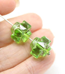 13x15mm Light green crown czech glass fire polished large bicones 