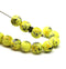 8mm Yellow round czech glass druk pressed beads with ornament, 15Pc
