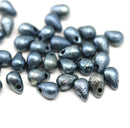 4x6mm Blue gray rustic small drops czech glass 40pc