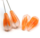 22x11mm Orange pear shape teardrop czech glass beads