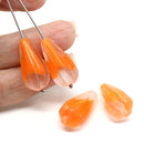 22x11mm Orange pear shape teardrop czech glass beads