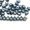 4x6mm Blue gray rustic small drops czech glass 40pc