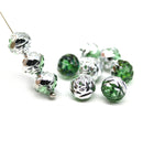 8mm Green rose bud flower round fire polished beads 10pc